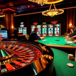 Engaging scene at FABET casino with roulette and poker action, showcasing thrilling gambling excitement.