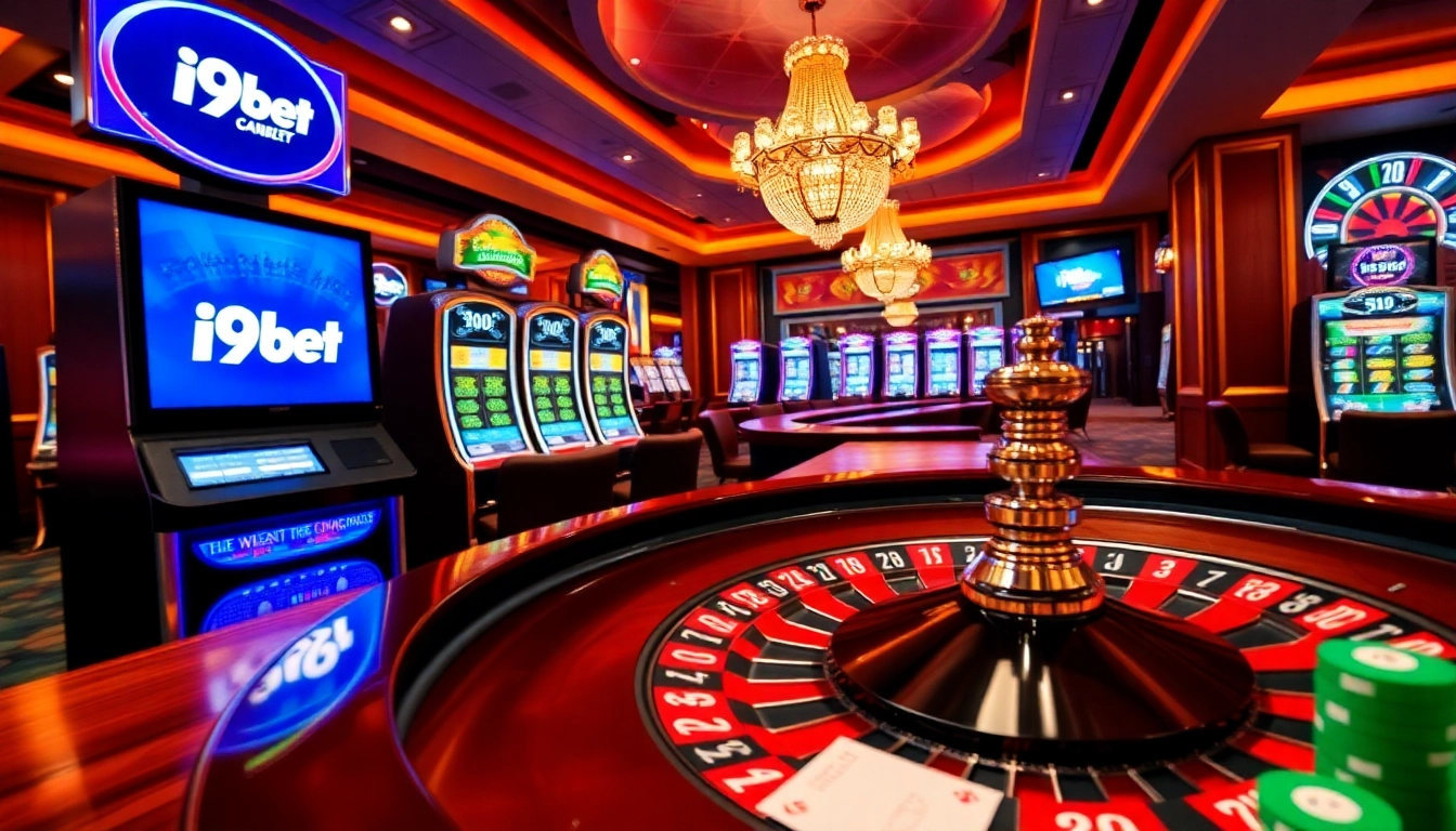 Experience the thrill at i9bet with exciting slot machines and roulette in a sophisticated casino setting.