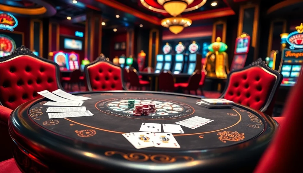 Togel china betting action at a glamorous casino poker table with colorful chips.