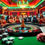 Exciting game night at bl555 casino with roulette, poker chips, and vibrant lights.