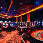 Experience the excitement of 13win at a vibrant casino featuring modern gaming tables and players engaged.