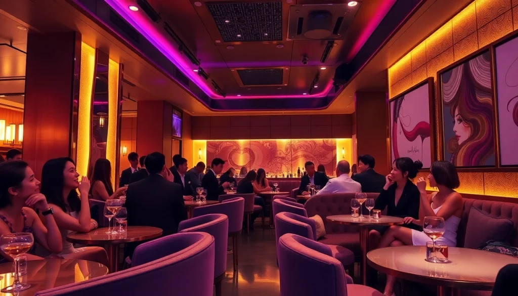 스타일리시한 이용객과 은은한 조명이 어우러진 럭셔리한 라운지에서 강남쩜오의 나이트라이프 우아함을 경험해보세요.