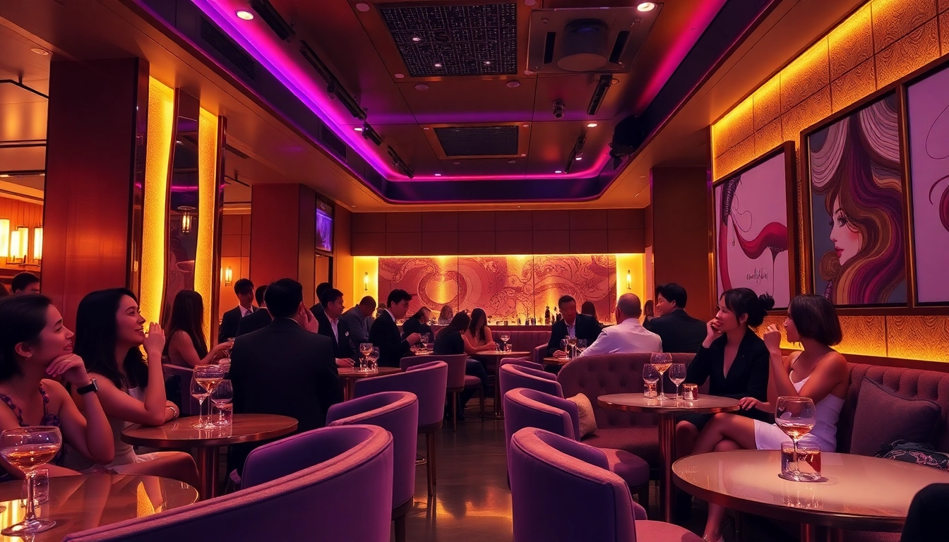 스타일리시한 이용객과 은은한 조명이 어우러진 럭셔리한 라운지에서 강남쩜오의 나이트라이프 우아함을 경험해보세요.