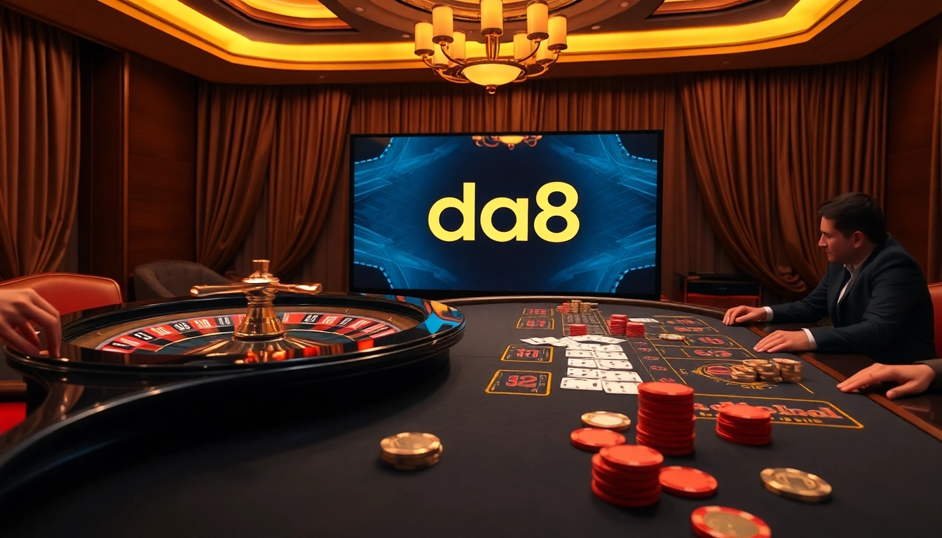 Experience the excitement of da88 at a luxurious online casino with stylish tables and vibrant games.