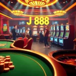 Engaging scene of players enjoying poker at J 88's vibrant casino, showcasing high-stake action.