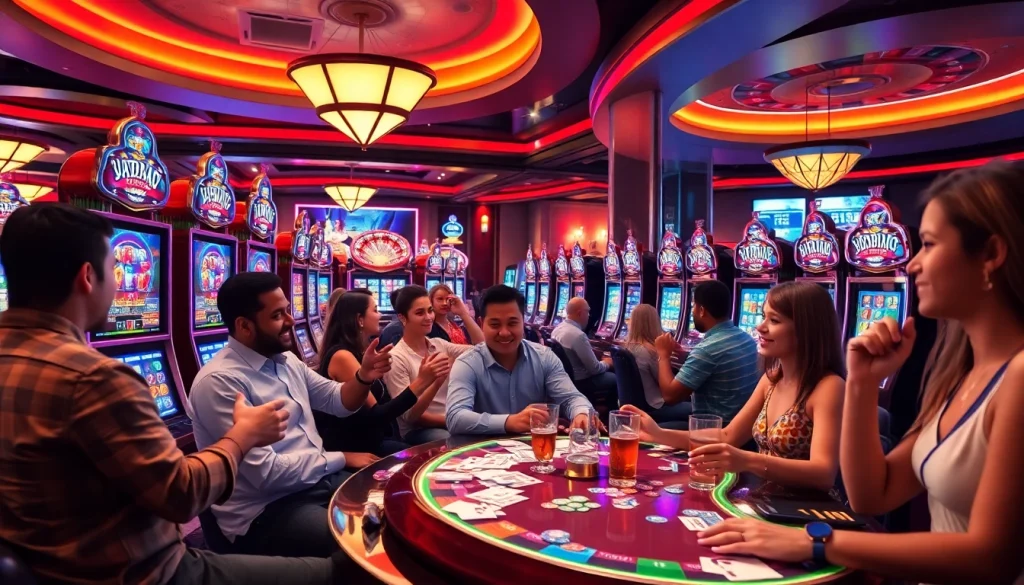 Experience thrilling moments at Slot gacor machines with vibrant graphics and eager players.