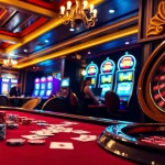 Engaged gamblers explore Kqxs outcomes at a vibrant casino featuring dice, chips, and cards.