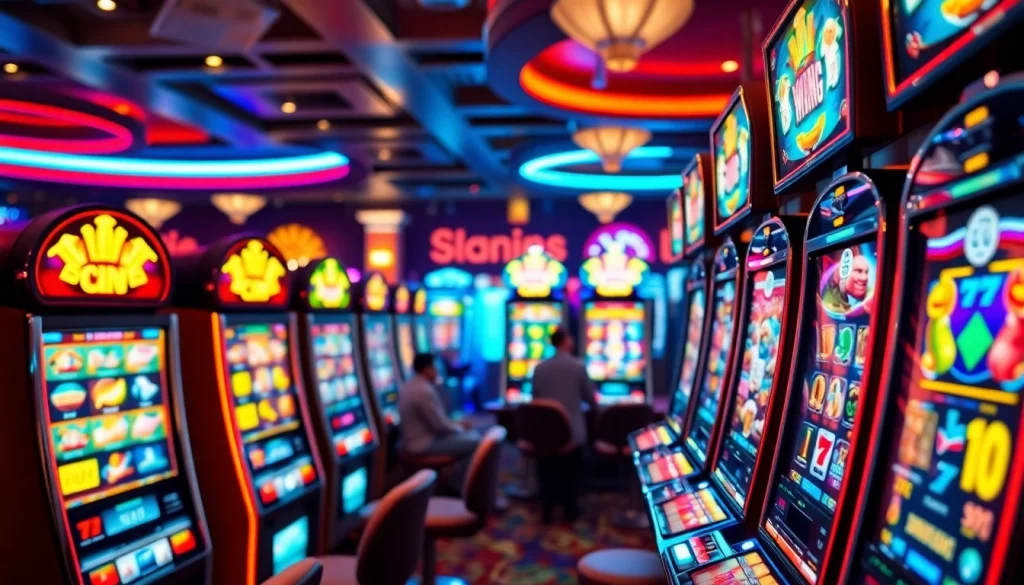 Players enjoying their time at slot888 gaming machines, capturing the thrill of online gambling.