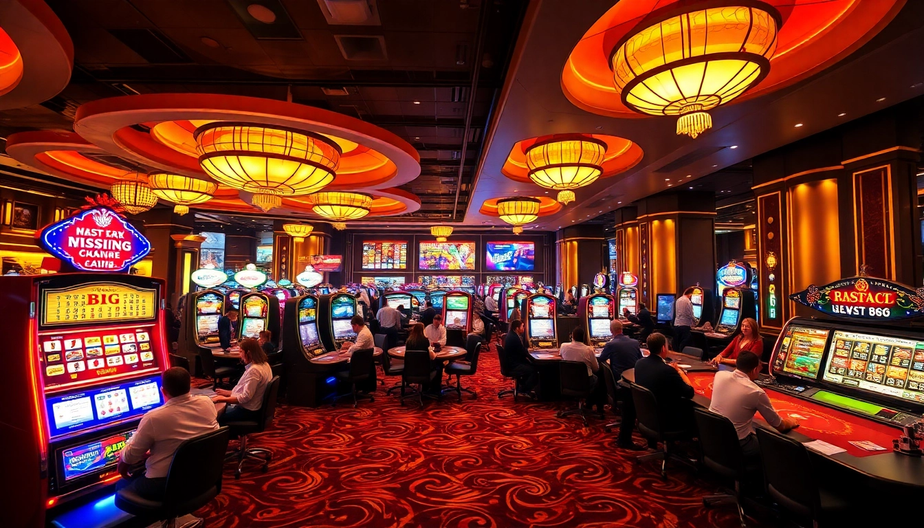 Engaged players enjoying their gaming experience at New 88 casino with vibrant slot machines and tables.