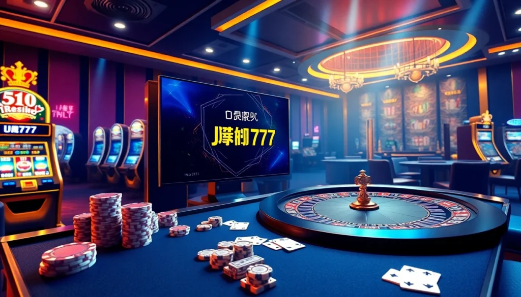 Experience the thrill of online gaming with Jili777 Official featuring luxurious casino elements like poker chips and slot machines.
