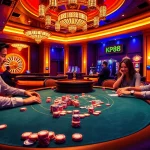 Engaging live casino gameplay at KP88 with professional dealer and vibrant poker chips.