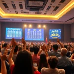 Exciting atmosphere of the Song thủ lô lottery draw event with eager participants.