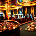 Experience the thrill of gambling at https://kk55.boutique/ with vibrant slot machines and a stunning roulette wheel.