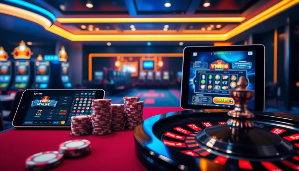 Engaging VM88 online casino interface showcasing dynamic betting tables, slots, and seamless gameplay
