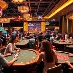 Vibrant casino scene depicting players at 88clb engaged in gaming, showcasing excitement and community.