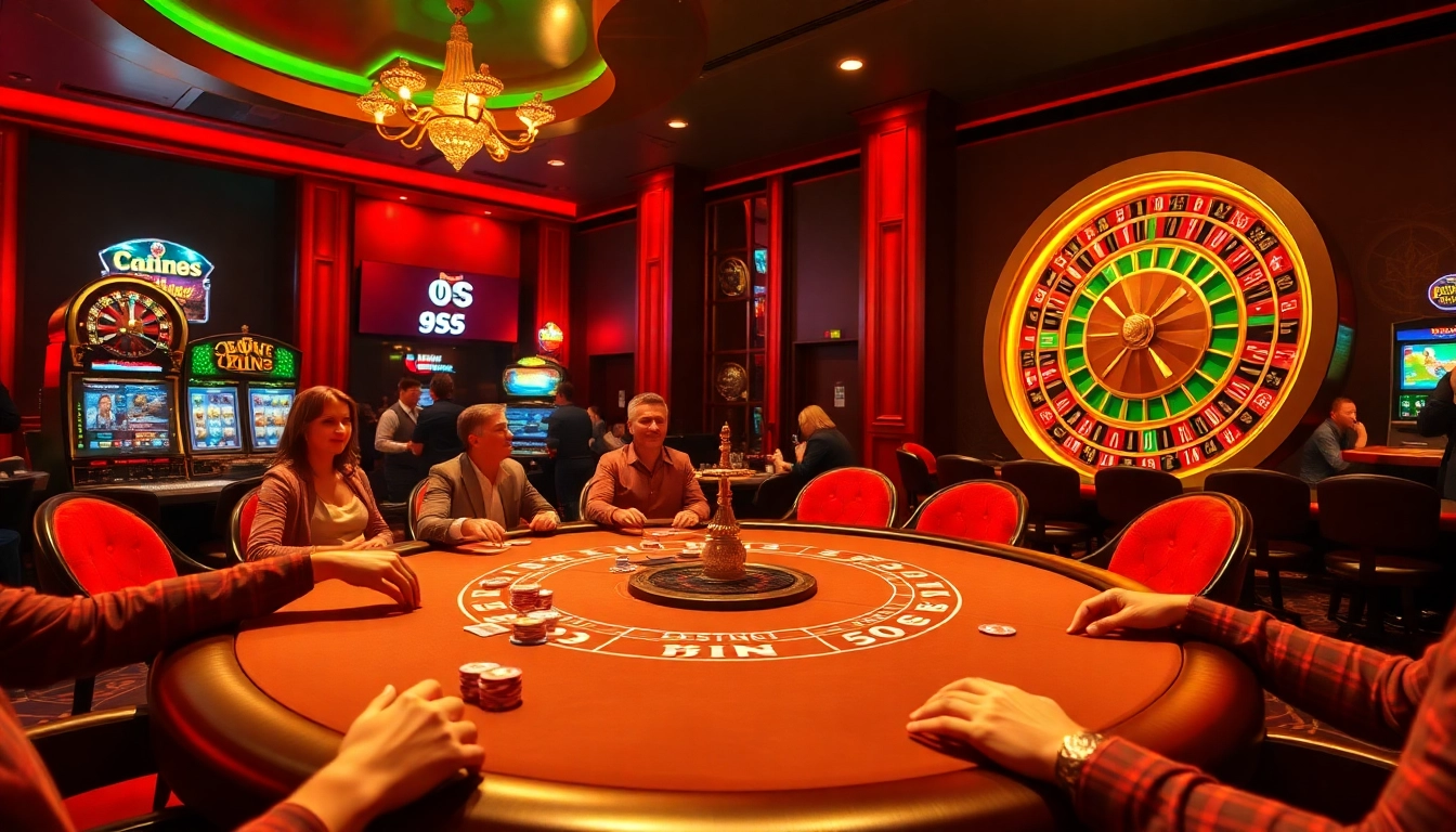 Experience thrilling excitement at https://open88ss.com/ with players enjoying a poker game in a luxurious casino setting.