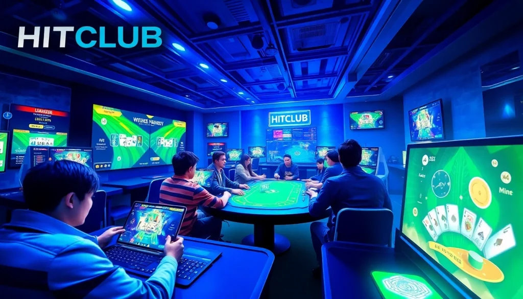 Engaged players exploring hitclub's vibrant online gaming platform with dynamic graphics.