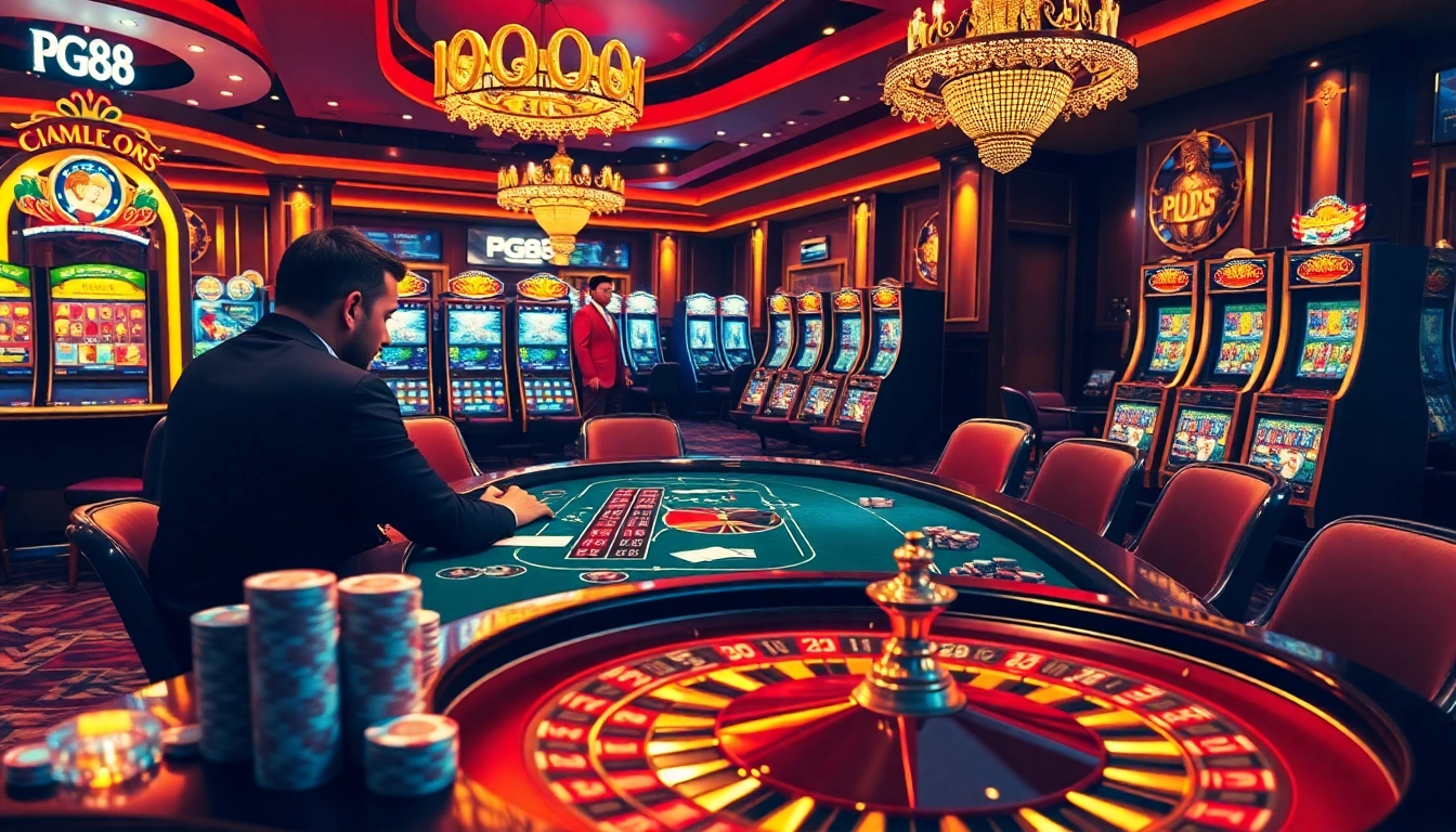 Players engaged in high-stakes gambling action at pg88 casino.