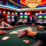 Action at J88 com poker tables with colorful chips and cards in play.