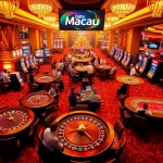 Exciting casino scene showcasing Data Macau and players enjoying various gambling activities.