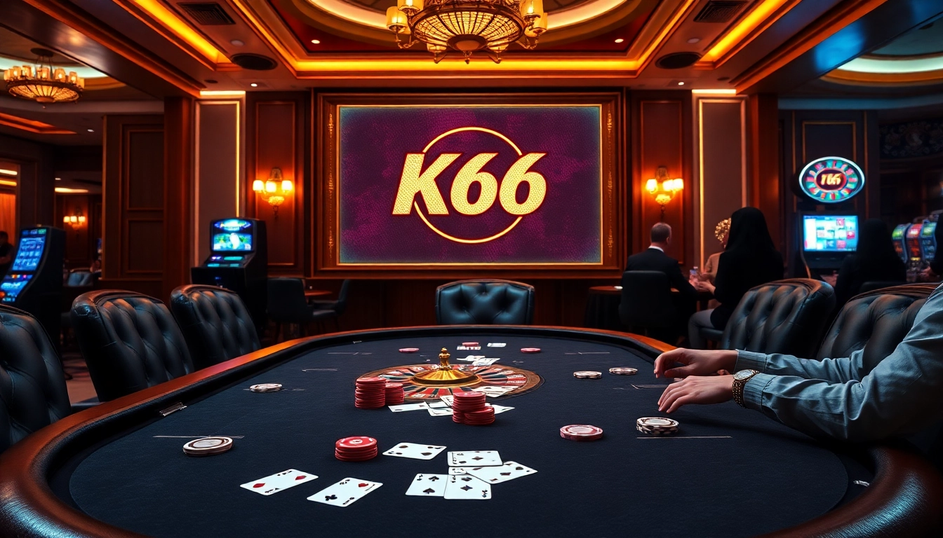 Tương tác với khung cảnh poker thú vị của KO66 với những cược chiến lược và trang trí thanh lịch.