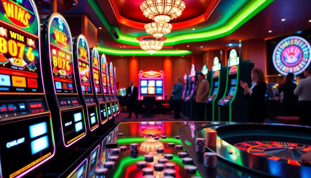 Experience excitement with colorful slot gacor machines at a luxury casino.