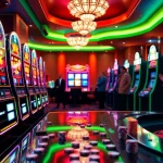 Experience excitement with colorful slot gacor machines at a luxury casino.