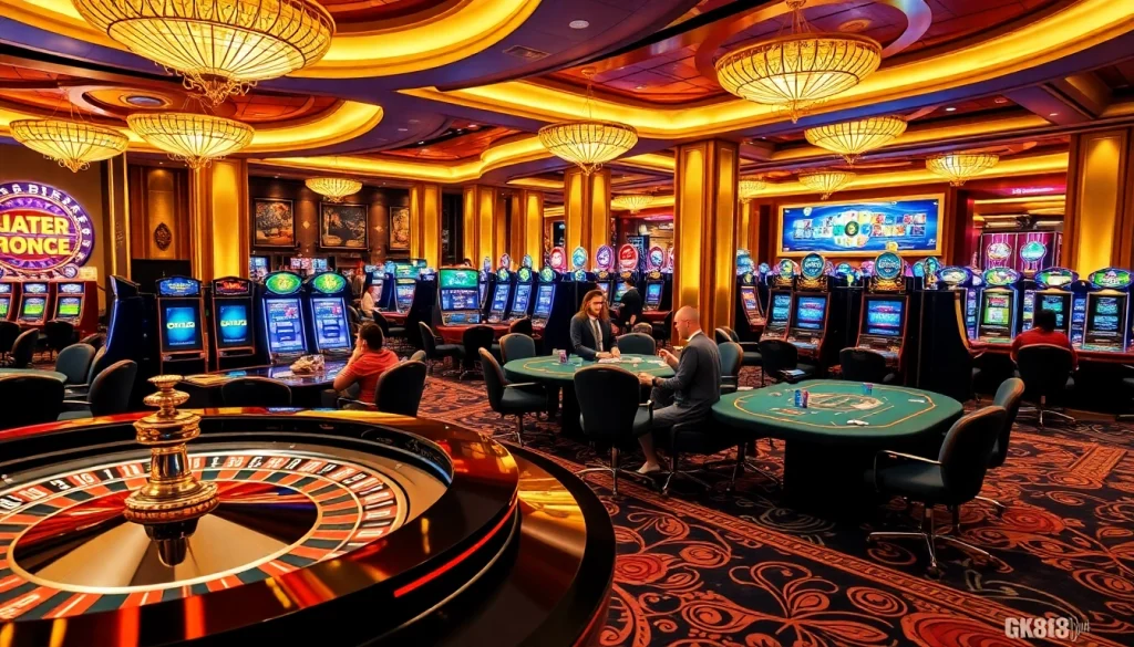Players enjoying the excitement of games at https://gk88.bond/ with vibrant casino elements.