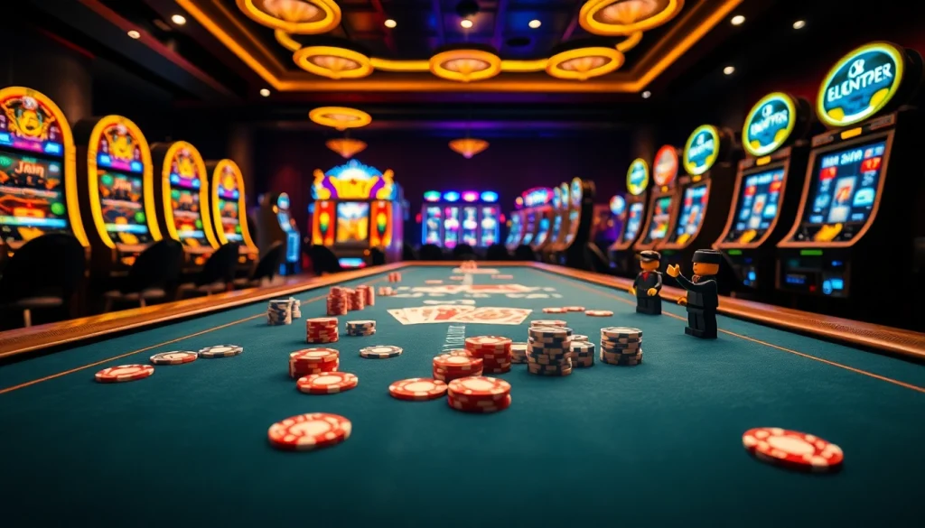 Engage with lego138 action at a vibrant casino table filled with poker chips and cards.