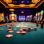 Engage with lego138 action at a vibrant casino table filled with poker chips and cards.