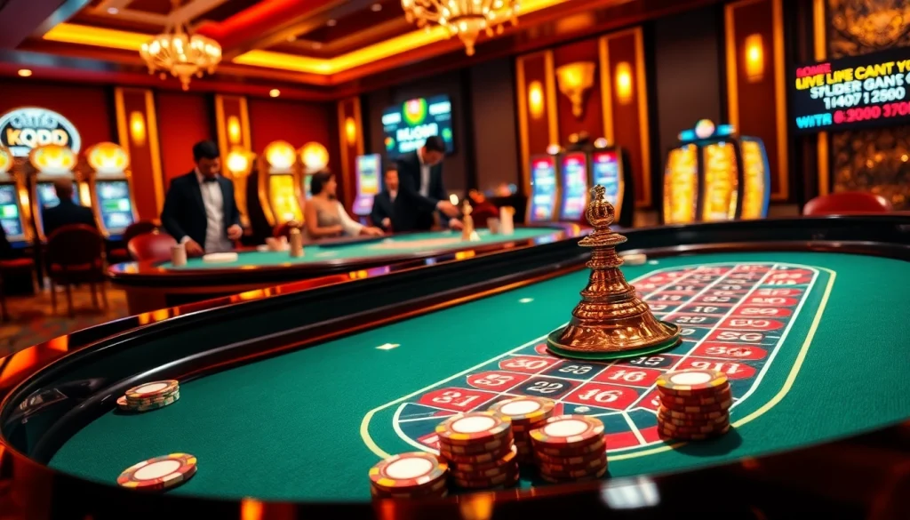 KQBD players experiencing the thrill of winning at an opulent casino roulette table.