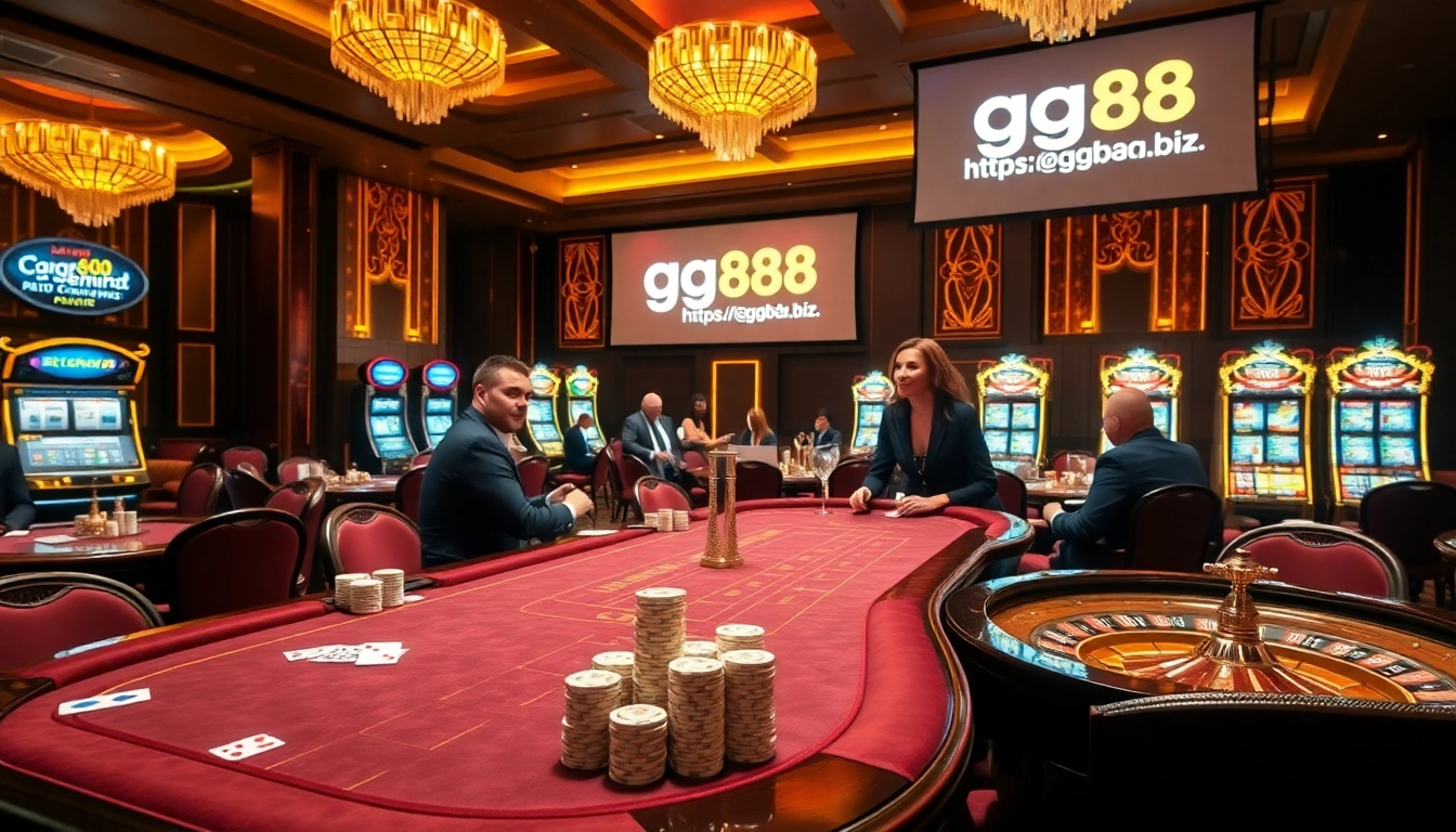 Winning strategies in a vibrant casino environment at https://gg88.biz/ with players enjoying poker and slots.