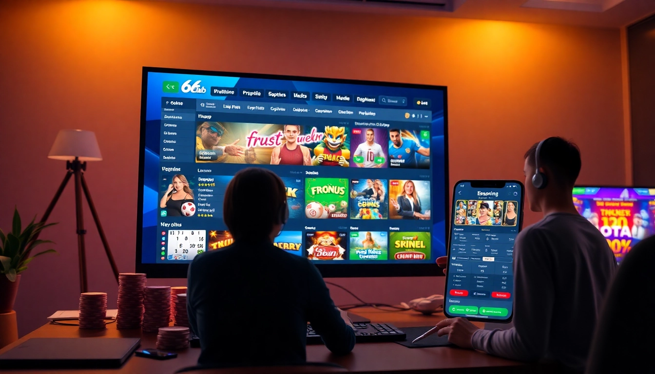 Exciting online betting interface at 66club showcasing diverse gaming options in a vibrant digital atmosphere.
