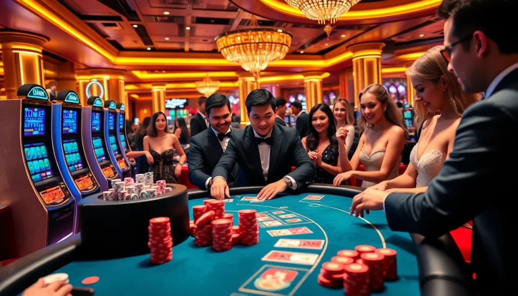 Experience the thrill of high-stakes play at 78WIN casino with vibrant slot machines and poker tables.
