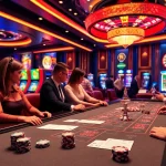 Link vào lu88 highlights a dynamic online casino scene with vibrant tables and excited players.