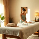 Comfortable home setting for 평택출장마사지 with a Thai masseuse preparing for a relaxing session.