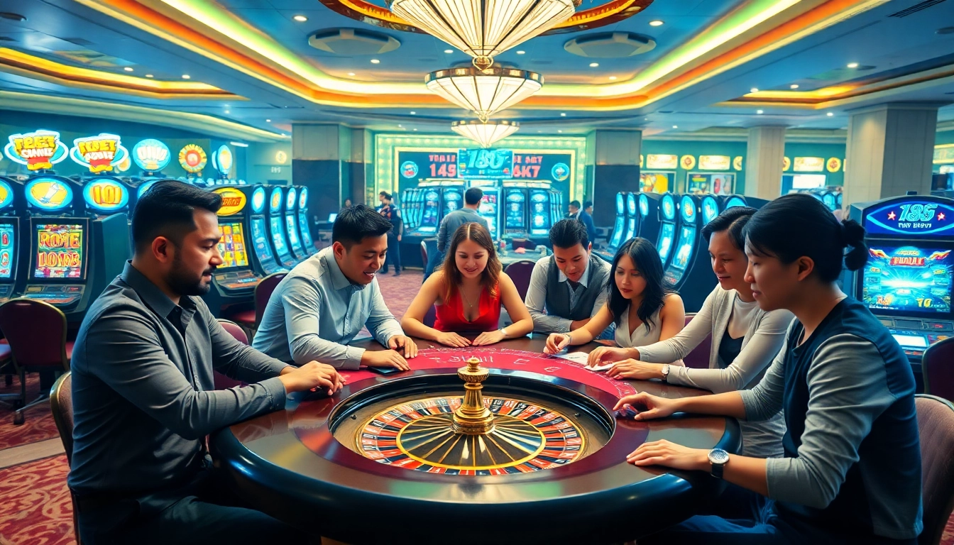 Players enjoying poker at an exciting 188bet table in a luxurious casino setting.