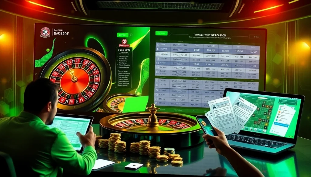 Engage in Link Judi Bola betting on a dynamic online casino interface highlighting sports and excitement.
