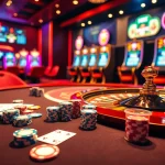 Experience go88 casino excitement with vibrant gaming tables, poker chips, and slot machines.