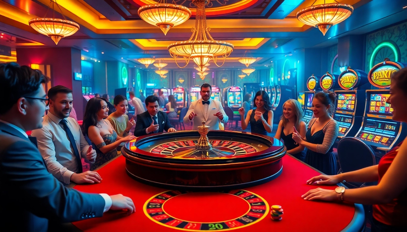 Players enjoying their time at Goal123 casino, with roulette and poker elements enhancing the excitement.