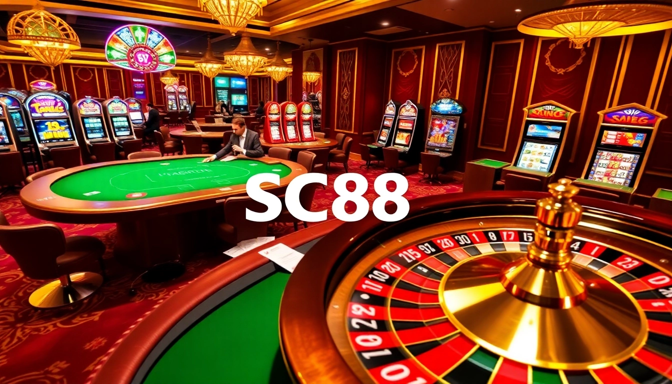 Players enjoying a thrilling gambling experience at SC88 with vibrant tables and exciting games.