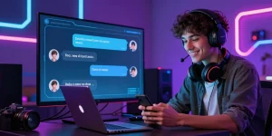 Engaging NSFW AI chat interaction with a vibrant and modern character interface