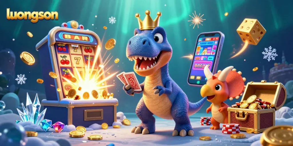 Watch luongson players enjoying card games and casino action in a vibrant 3D illustration.