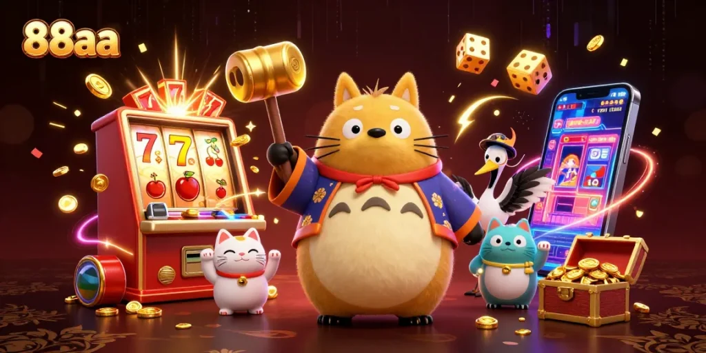 Engage in thrilling gameplay at 88aa with cheerful characters and vibrant slot elements.